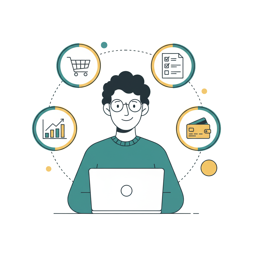 Ecartu Hero Vector Character managing E-commerce